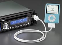 USB-poort op het voorpaneel met bediening van iPod