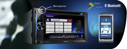Parrot Bluetooth för handsfreekommunikation, med tillgång till telefonboken och strömmande ljuduppspelning