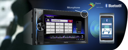Parrot Bluetooth för handsfreekommunikation, tillgång till telefonboken och strömmande ljuduppspelning
