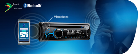 Parrot Bluetooth สำหรับการติดต่อสื่อสารบนระบบแฮนด์ฟรี ให้การเข้าถึงสมุดหมายเลขโทรศัพท์และการสตรีม audio