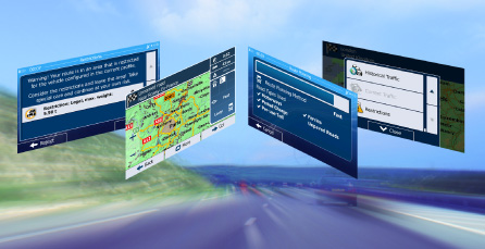 Built-in navigation system optimised for heavy vehicles