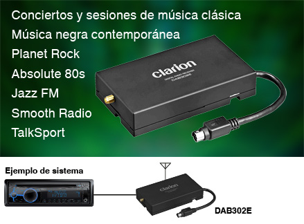 Compatible con DAB (se requiere el sintonizador DAB302E, que está a la venta por separado).